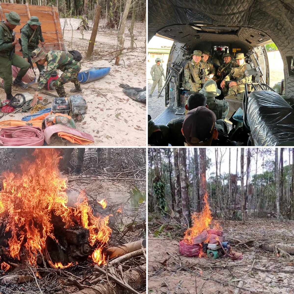 #FANB desplegada en el estado Amazonas, en ejercicio de nuestra soberanía nacional. La seguridad es responsabilidad del Estado, y su defensa de todos los venezolanos y venezolanas. No se permite la construcción de campamentos de depredación de la naturaleza,  los campamentos