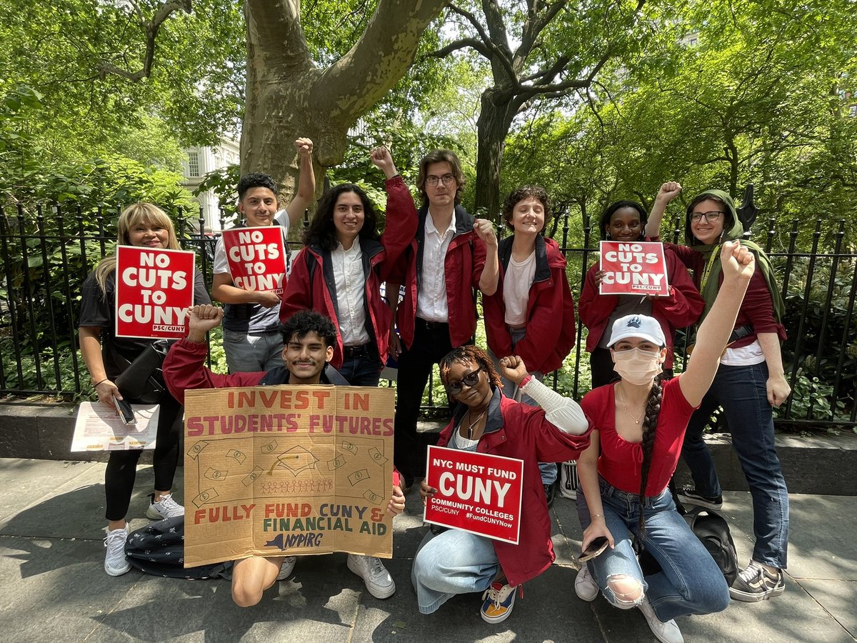 Us college students missed our classes in order to rally against @NYCMayor 60+ million dollar budget cuts to CUNY. We should be in our classrooms, not at city hall protesting for basic human rights. #NoCutsToCUNY #CareNotCuts #FullyFundCUNY #InvestInCUNY #FreeCUNY