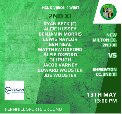 New Milton CC team news for this weekends fixtures, hopefully the weather holds out 🤞

1st XI away to <a href="/Calmore_Sports/">Calmore Sports Club</a>  - 12:30 start.

2nd XI home to <a href="/ShrewtonCC/">Shrewton CC</a>  - 13:00 start.

3rd XI home to Christchurch (cancelled)

Come down and support the lads 🏏