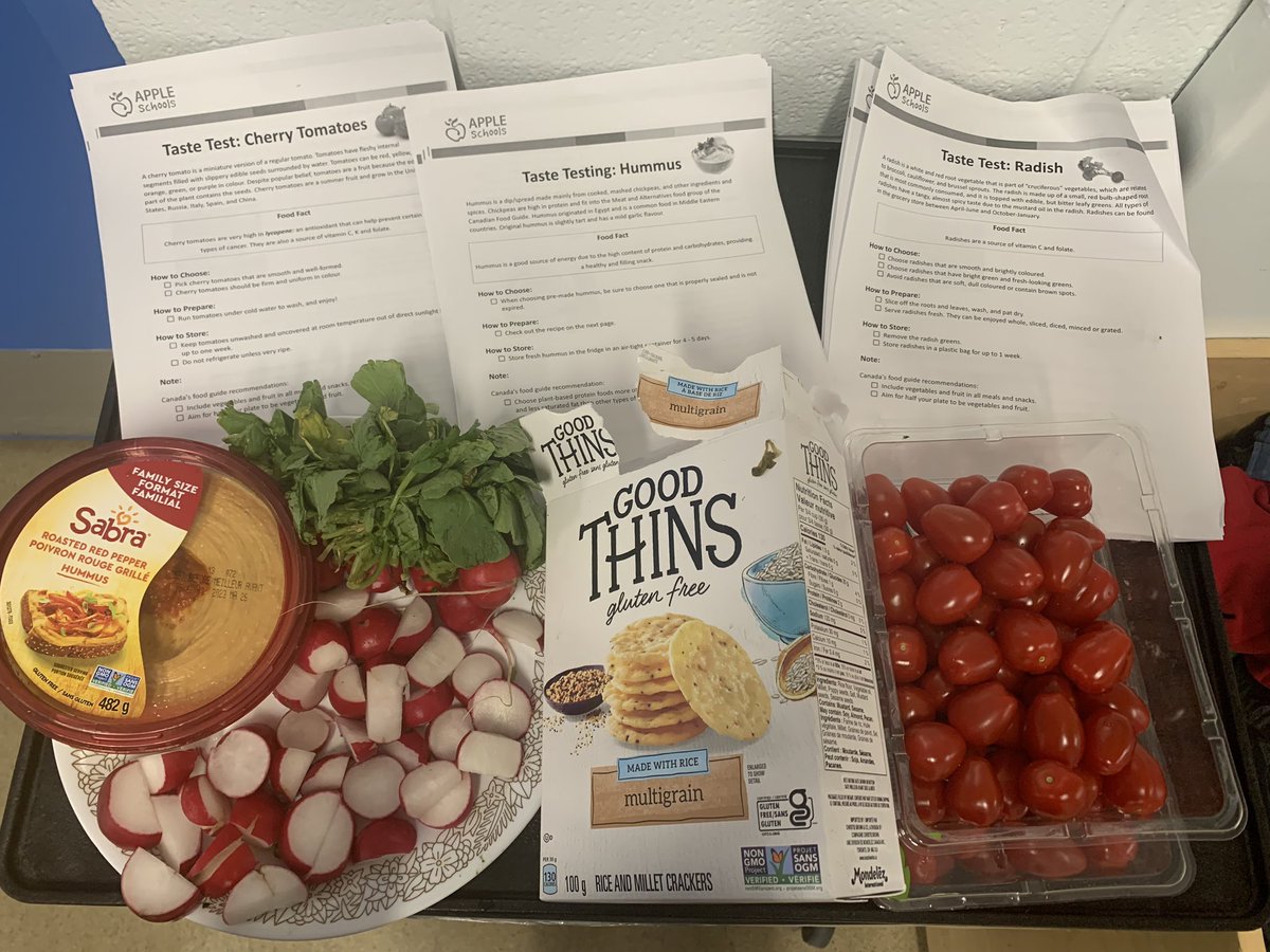 Jm3118Power's tweet photo. We did an @APPLESchools  red themed taste test today at St.Gabe’s! Cherry tomatoes and hummus for the win… radishes tasted “interesting” 😆 @FMCSD #WeAreFMCSD @KaceyDePape @GermainGerarda https://t.co/kbHjIG3Iks