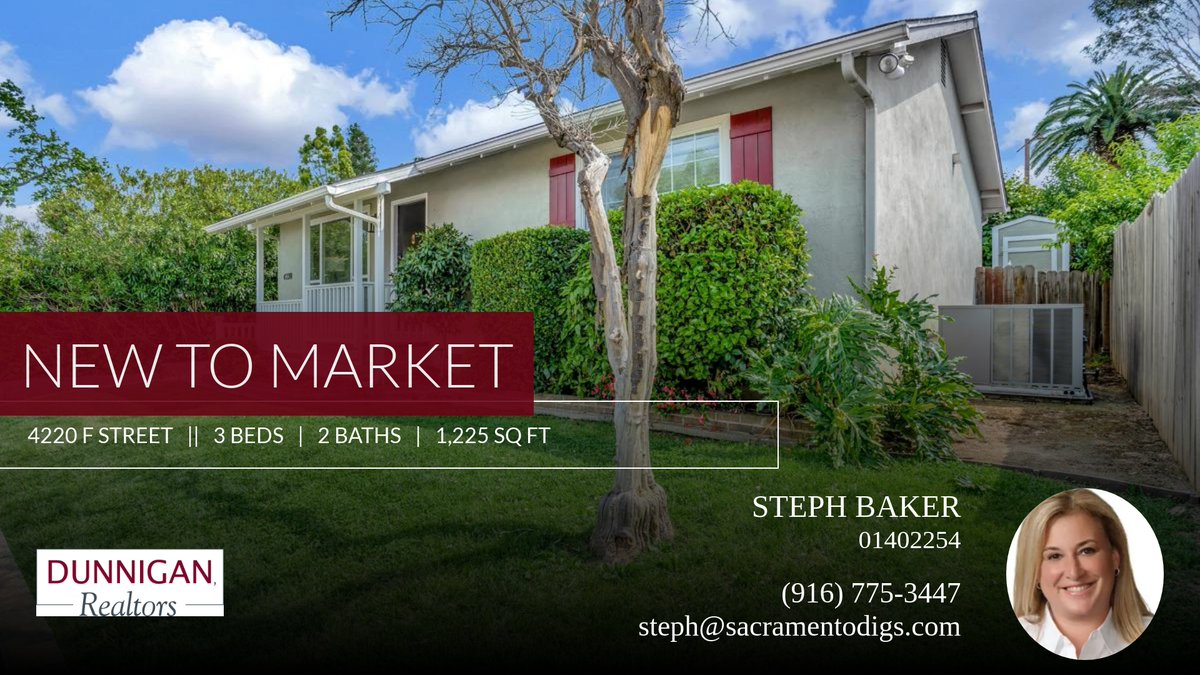 centralcitydigs's tweet image. JUST LISTED in #EastSac #95819 #916

I've been helping #Sacramento &amp;amp; #WestSacramento clients #MakeBigMoves since 2003. 

#Sacramentorealestate #sacramentolife #househunt #Sacrealestate #DunniganRealtors 

DUNNIGAN REALTORS  DRE... homeforsale.at/4220_F_STREET_…