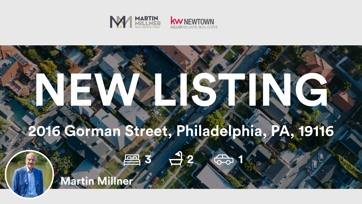 🛌 3 🛀 2 🚘 1
📍 2016 Gorman Street, Philadelphia, PA, 19116

My latest listing on RateMyAgent.
 RS206783L
rma.reviews/BtcpHlRvg1xQ

...
#ratemyagent #realestate #Keller_Williams_Real_Estate__Newtown