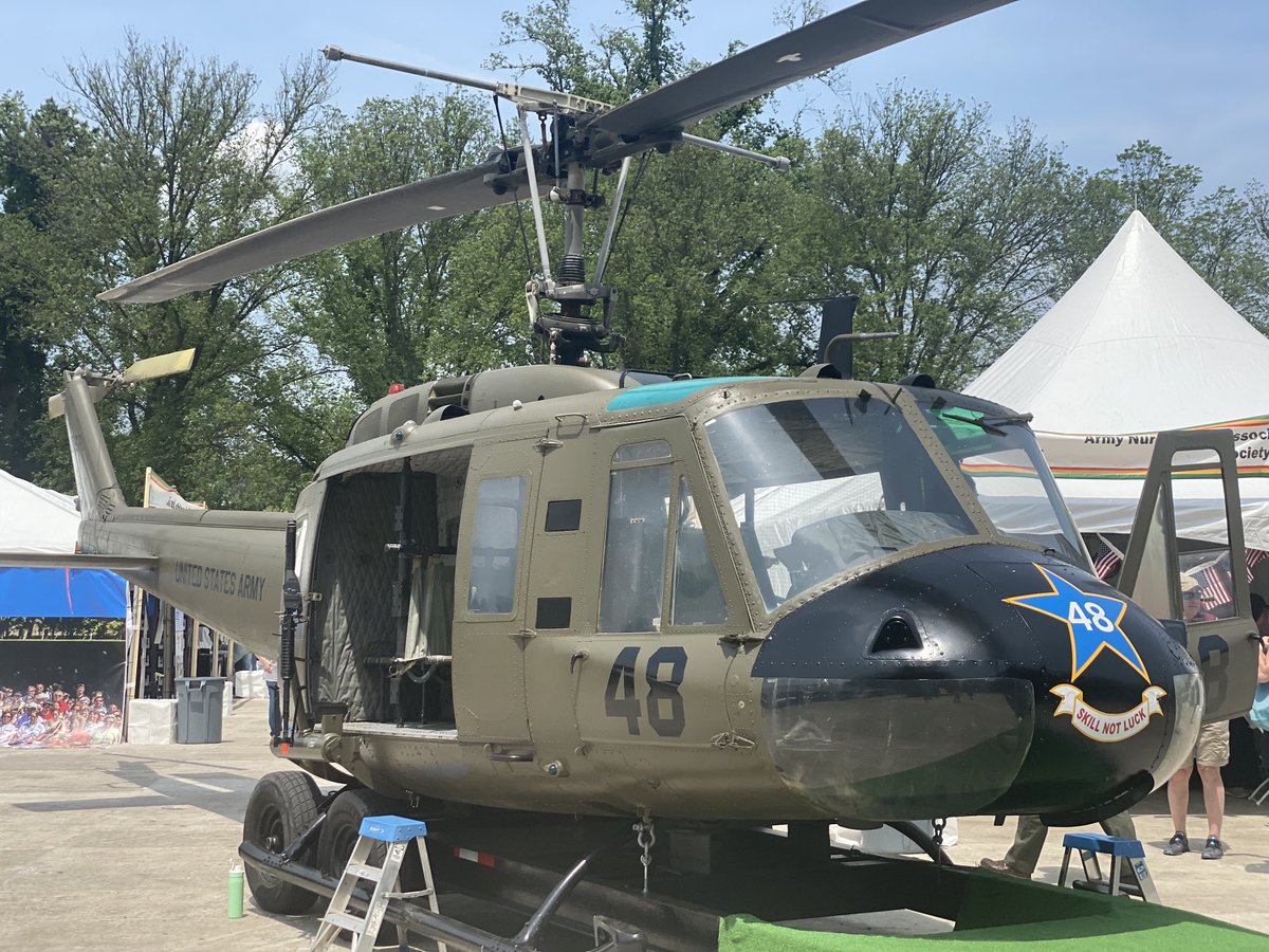 rhreid's tweet photo. An iconic UH-1 “Huey” helicopter at the “Welcome Home” celebration in Washington marking the 50th anniversary of the end of US involvement in the #VietnamWar. @starsandstripes https://t.co/dnFLggR6e4