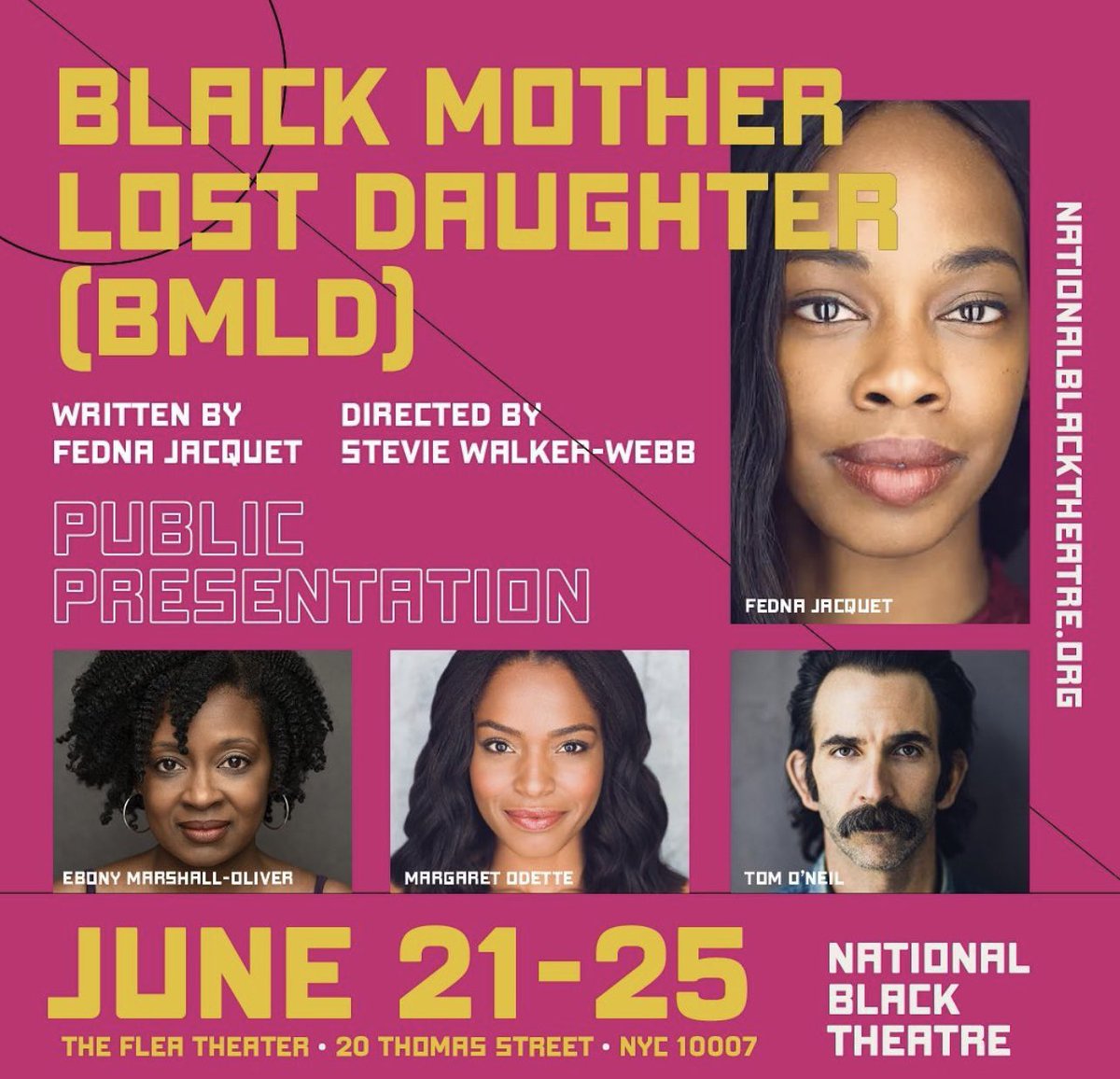 Tickets are on sale now for BLACK MOTHER LOST DAUGHTER written by our #NBTFamily @FednaJacquet directed by Stevie Walker Webb (Ain’t No Mo’) learn more & get your tickets via 👉🏾nationalblacktheatre.org/black-mother-l…! See y’all at @TheFleaTheater 🤩🥳