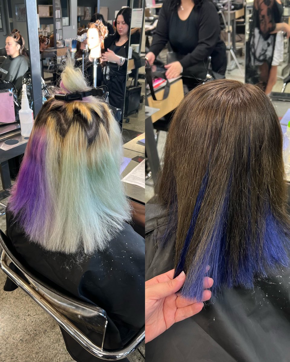 bloodstarbeau's tweet image. From blonde and faded vivid, to brunette and deep purple with a splash of blue! 

#paulmitchellstudent #paulmitchellsacramento #colorchange #haircolorspecialist #vividspecialist #peekaboohair #althair