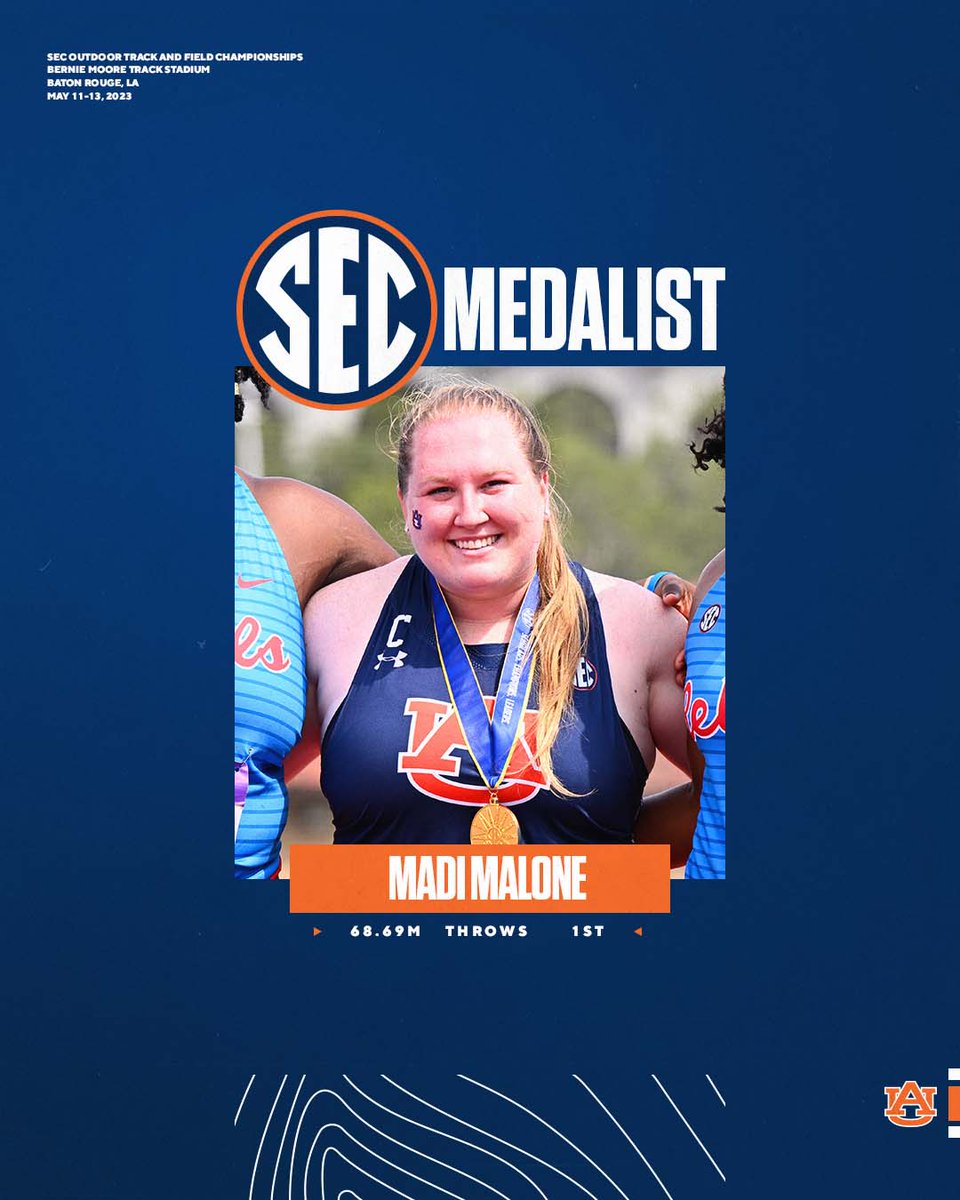 Auburn Track & Field (@auburntfxc) on Twitter photo BACK-TO-BACK SEC CHAMPION !!!!
<a href="/madileemalone/">Madi Malone</a> in the women's hammer throw on her final attempt ➡️ 68.69m/225-04
#WarEagle | #SECTF BACK-TO-BACK SEC CHAMPION !!!!
<a href="/madileemalone/">Madi Malone</a> in the women's hammer throw on her final attempt ➡️ 68.69m/225-04
#WarEagle | #SECTF