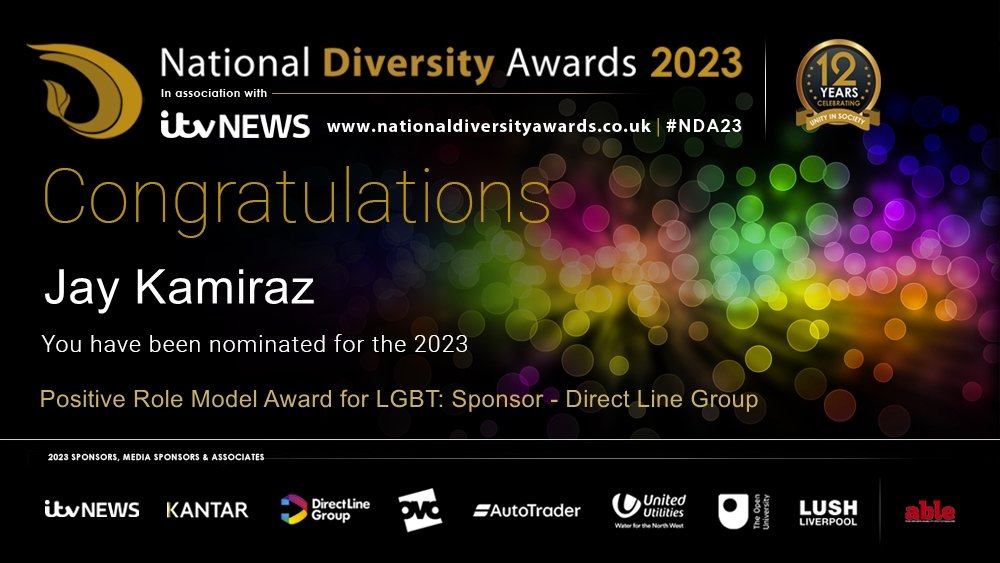 NATIONAL DIVERSITY AWARDS.

I am thankful to have been nominated for a <a href="/ndawards/">National Diversity Awards</a>

You have till 3pm tomorrow to vote for me. Please click the pic below and vote by nominating me to be awarded: 

Positive Role Model - LGBT 

Together, let's help make a difference.

Thank you so
