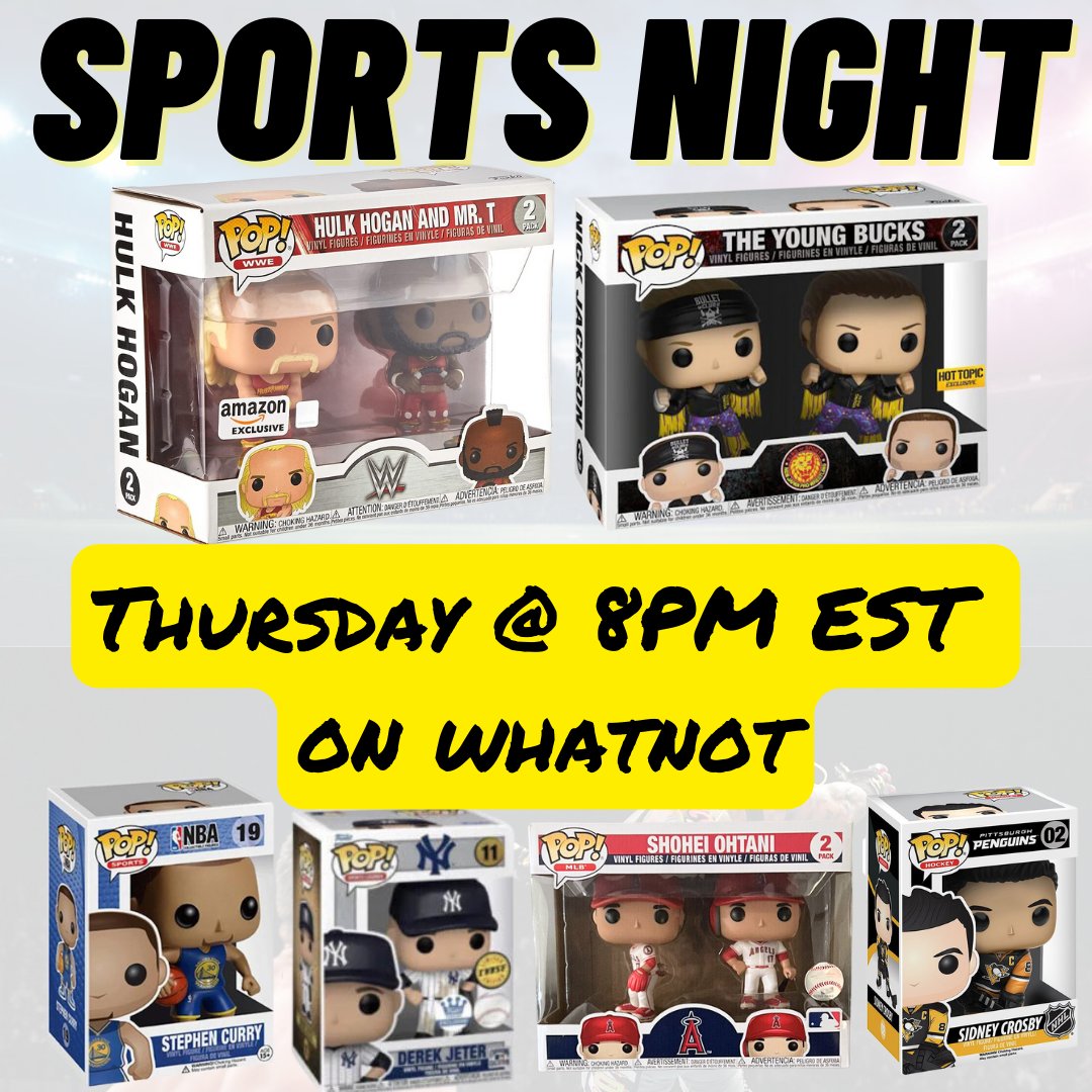 Check out our SPORTS ONLY stream tonight at 8PM EST on Whatnot! Find a link in our linktree in bio and we look forward to seeing you there.

#mysterybox #evend #chase #sports #freddyfunko #FunkoPopChases #funkocollector #funkocollection #funkopopchase #wwe #nfl #nba #mj #lebron