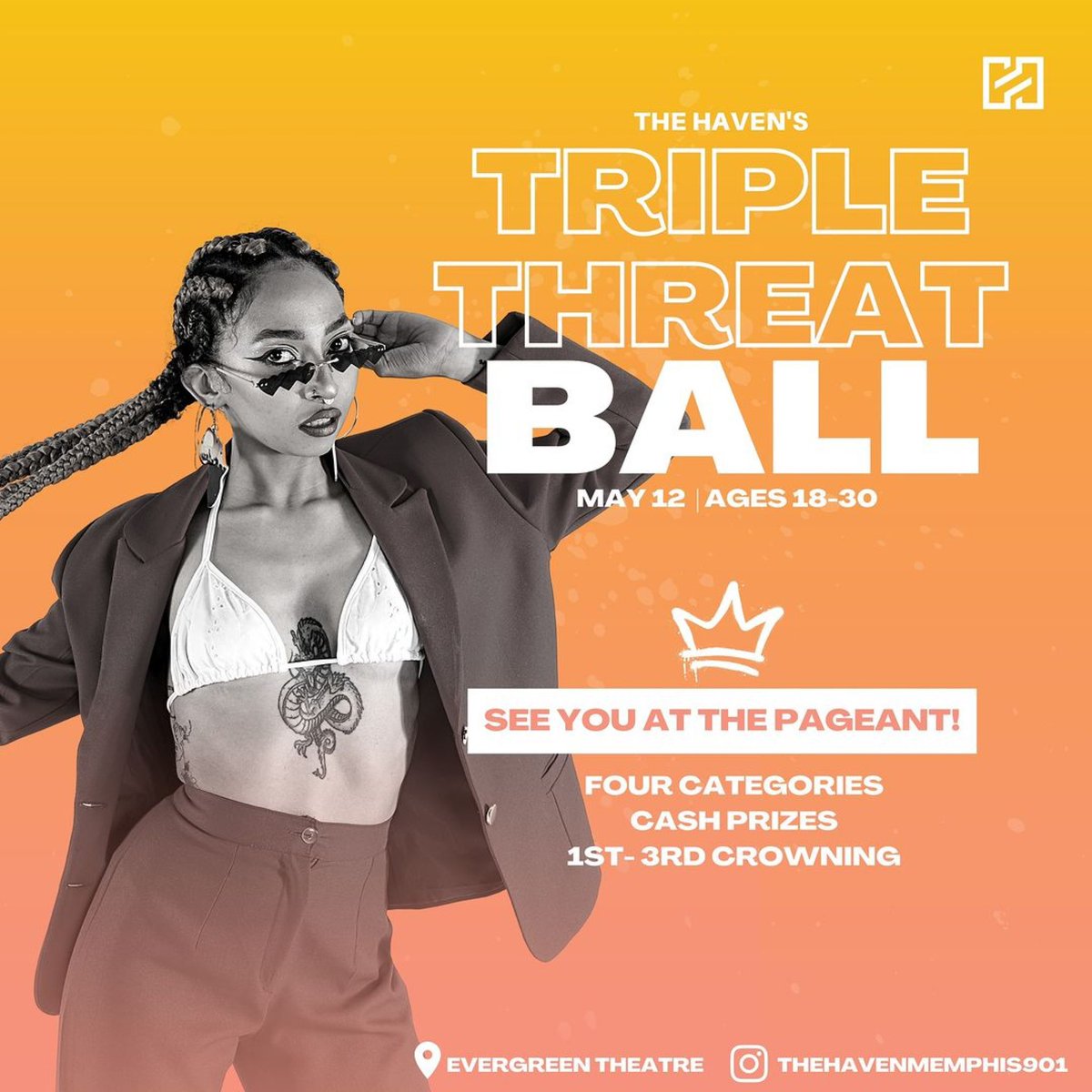 Check out this event by our community patterns at The Haven!

This Friday, May 12 - the Triple Threat Ball/Pageant 6pm at the Evergreen Theatre.

Ages 18-30 and Cash Prizes!

See you there!

#lgbtqcommunity #thehavenmemphis #midsouthpride #out901 #pageant