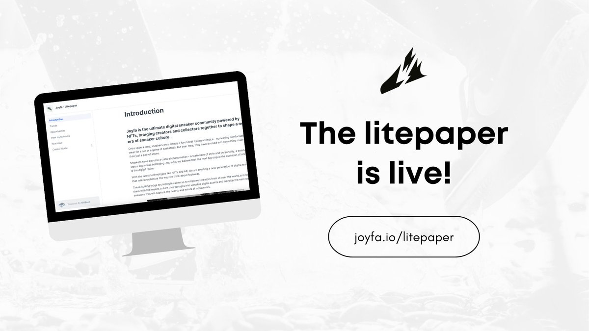 kojiro_flathand's tweet photo. Joyfa's litepaper is now live🔥
I'm the kind of guy who gets happier the more criticism I receive 👟🔥
Your feedback would be greatly appreciated.
https://t.co/T5I1K5L4fA
#LFG #Joyfa #デジタルスニーカー https://t.co/KBAk66e9HE