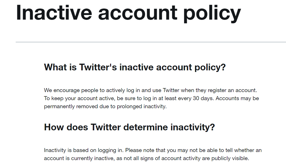 OAlexanderDK's tweet photo. Wait what? 

Twitter's inactive account policy says that your account is deemed "inactive" after just 30 days. https://t.co/L3X33ZJWIr