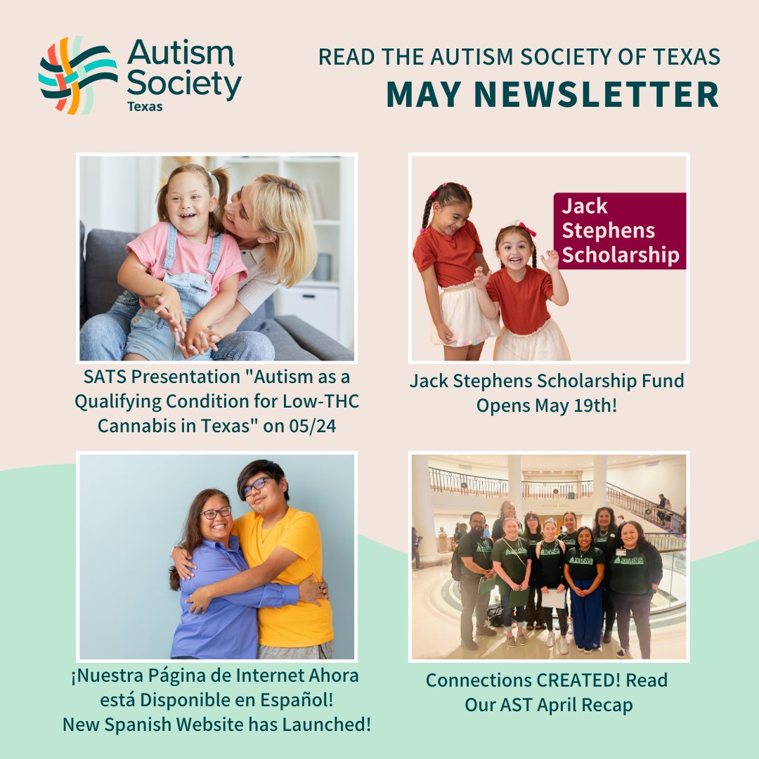 AutismTx's tweet image. Our May Newsletter is out! Read it here: mailchi.mp/texasautismsoc…

Want to subscribe to our newsletter? Subscribe now: texasautismsociety.org/subscribe/

#Newsletter