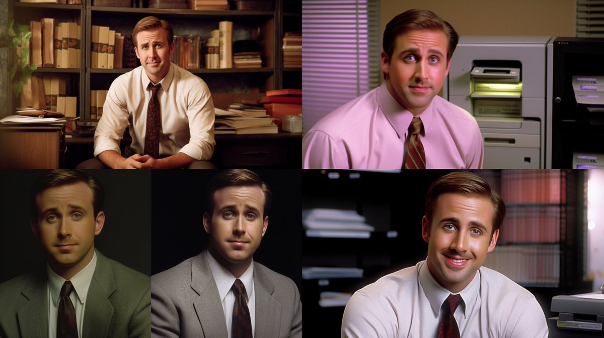 Ryan Gosling as Michael Scott in The Office --ar 16:9