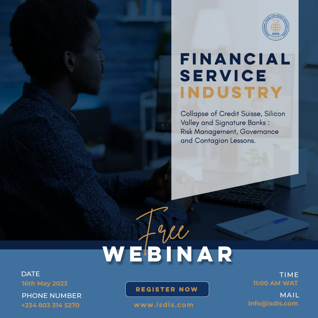 isdisglobal's tweet photo. Join the ISDIS Webinar: The Collapse of Credit Suisse, Silicon Valley and Signature Banks
Date: 16th May 2023 Time: 11AM WAT
Discover deposit insurance strategies, gain industry insights, and network with professionals at ISDIS exclusive webinar! 
Register now! 
#ISDISWebinar https://t.co/IDi8YdElOw