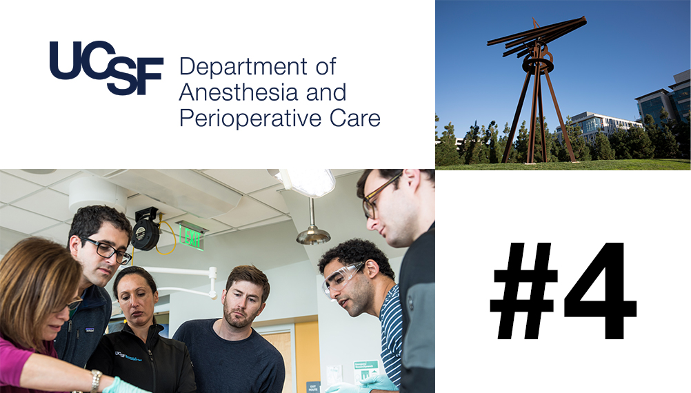 We're #UCSFproud to again be ranked as a top 4 anesthesiology residency program nationally, by @usnews !