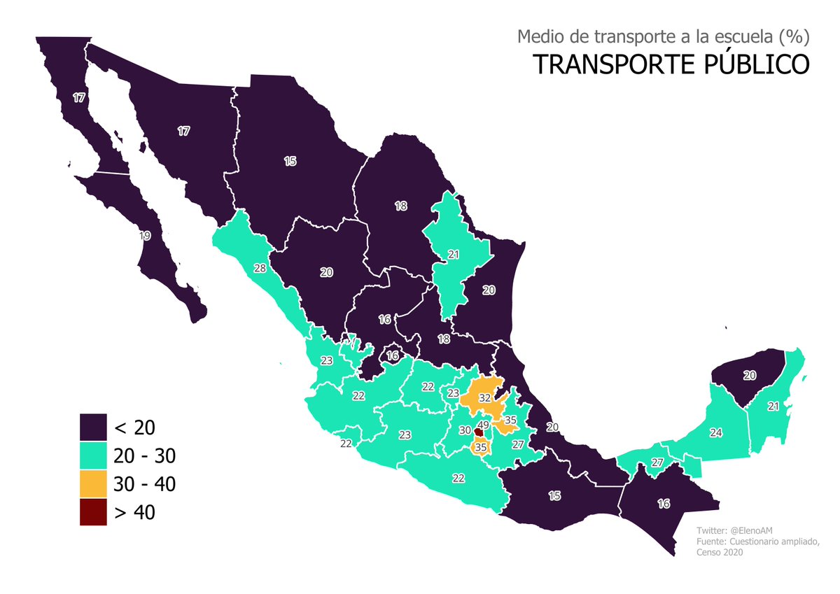 ElenoAM's tweet photo. Quizás en estos mapas no hay muchas sorpresas. El norte se mueve mucho en coche, el sur a pie, Guanajuato y Yucatán en bici y la CDMX en transporte público. https://t.co/ak7EP9pYd2