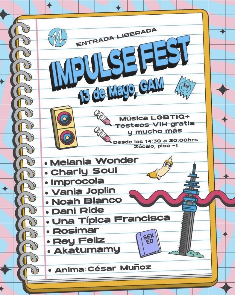 CexarAntonio's tweet photo. Este sábado 13 de Mayo se viene el primer #ImpulseFest en @centroGAM , artistas de la comunidad LGBTIQA+ , Testeo gratis de VIH y más sorpresas🏳️‍🌈🏳️‍⚧️

Estaremos con la @impro_cola a las 16 hrs y estaré animando la jornada ! 

TOTALMENTE GRATIS ✨

Dele RT 🙏

@AHFCHILE https://t.co/UN5lHI9PDs