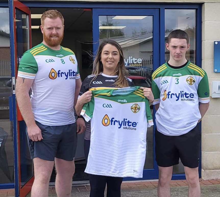 🟢🟡 URNAÍ NAOMH COLUMBA AGUS FRYLITE SOLUTIONS 🟢🟡 The Club officially launched our new Senior and Reserve jerseys for the upcoming 2023 Tyrone ACL together with main sponsor @FryliteSolution We would like to thank Eamonn McCay and his company for their continued support. GRMA
