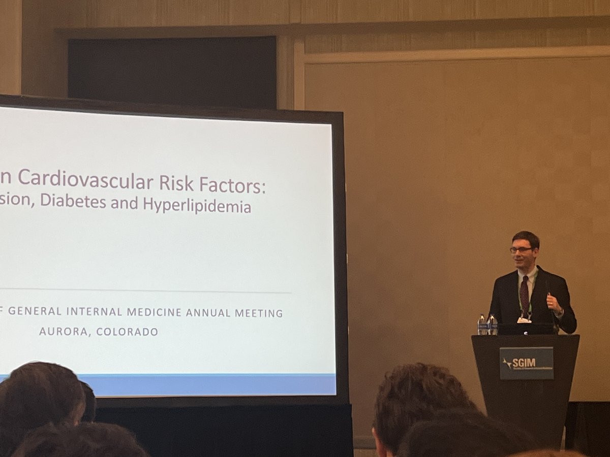 ColumbiaGenMed's tweet photo. Spotted at SGIM: Generalist Primary Care (GPC) Residency Alum Dr. Ben Gallagher &amp; Columbia Gen Med Fellow Alum @DrAliCrawford  presenting Clinical Updates in CV risk factors 🙌🥳🎉 (missing = @KBBNYC) #SGIM03 @MDMariadeM @jessicasinger_ https://t.co/z5iNOPcUxq