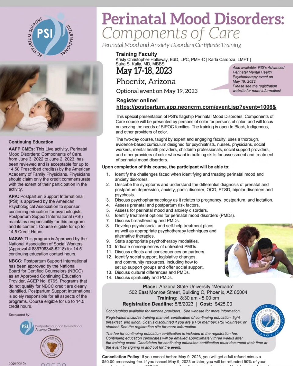 Excited to head to #Arizona to do this @PostpartumHelp training for people of color, trained by people of color, to support the needs of families of color!

#IAmDrHolloway #speaker #postpartumdepression #postpartumanxiety #postpartumocd #postpartumPTSD #postpartumpsychosis #BIPOC