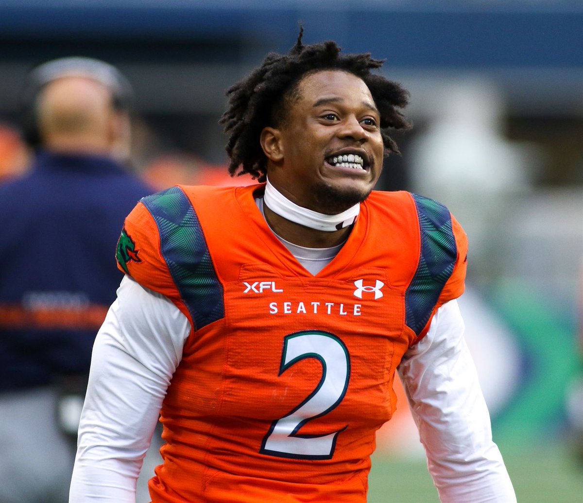 TwanDoee's tweet photo. @XFL2023 Couldn’t Be More Grateful🙏🏾 For the League. Also Thanks to My Brother🩸/Teammates For Love 🖤and Support💯 Thank You Seattle For Loving Me 🧡For Who I am @XFLSeaDragons AB2✌🏽 #LLCS42 https://t.co/kcGmiplVgp