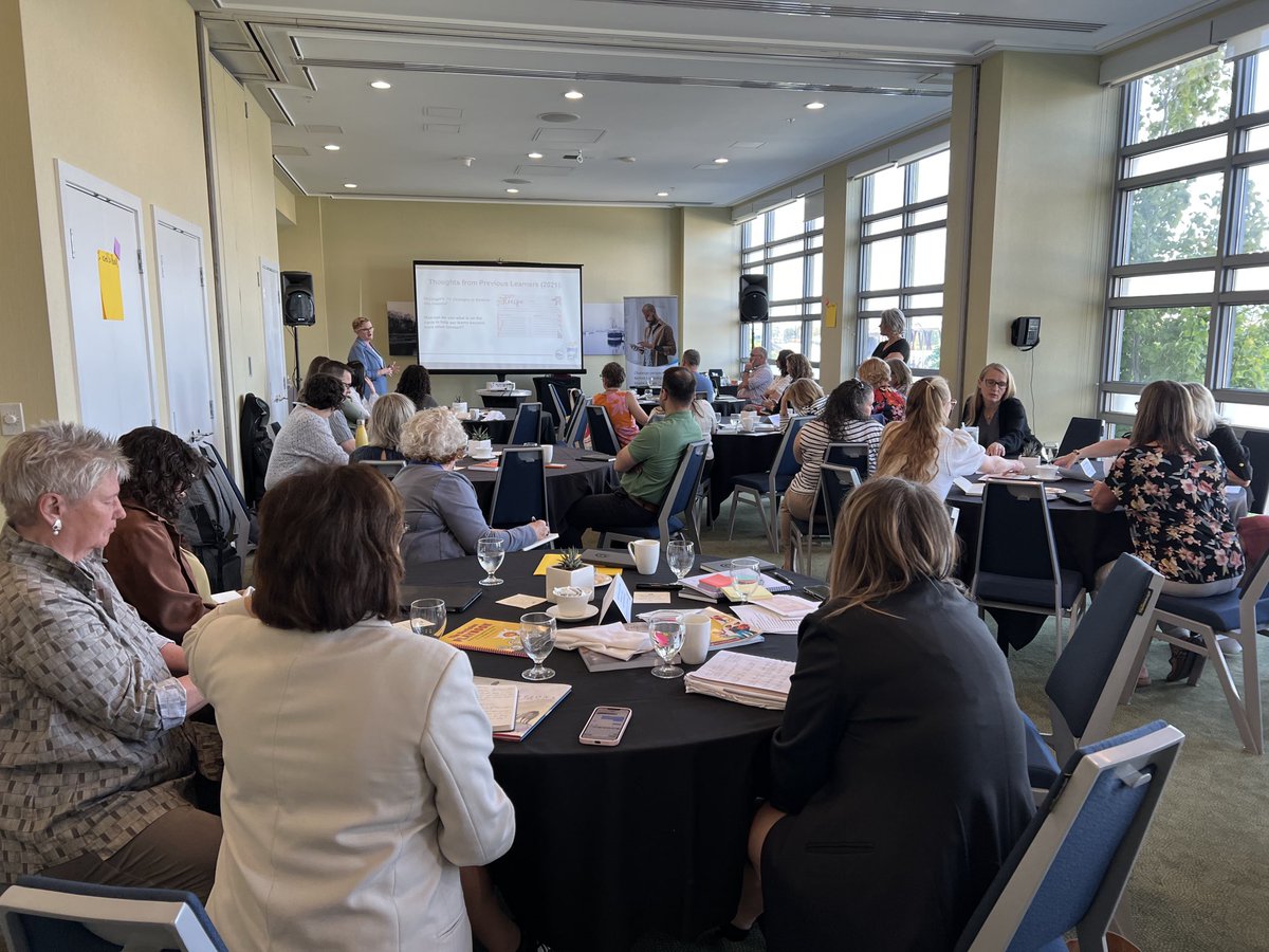 Network leaders learning from ⁦<a href="/BarbHamblett/">Barb Hamblett</a>⁩ and ⁦<a href="/ajgadd/">Angela Stott</a>⁩ about catalytic affiliation prior to the start of the symposium. ⁦⁦<a href="/noiie_bc/">NOIIE</a>⁩