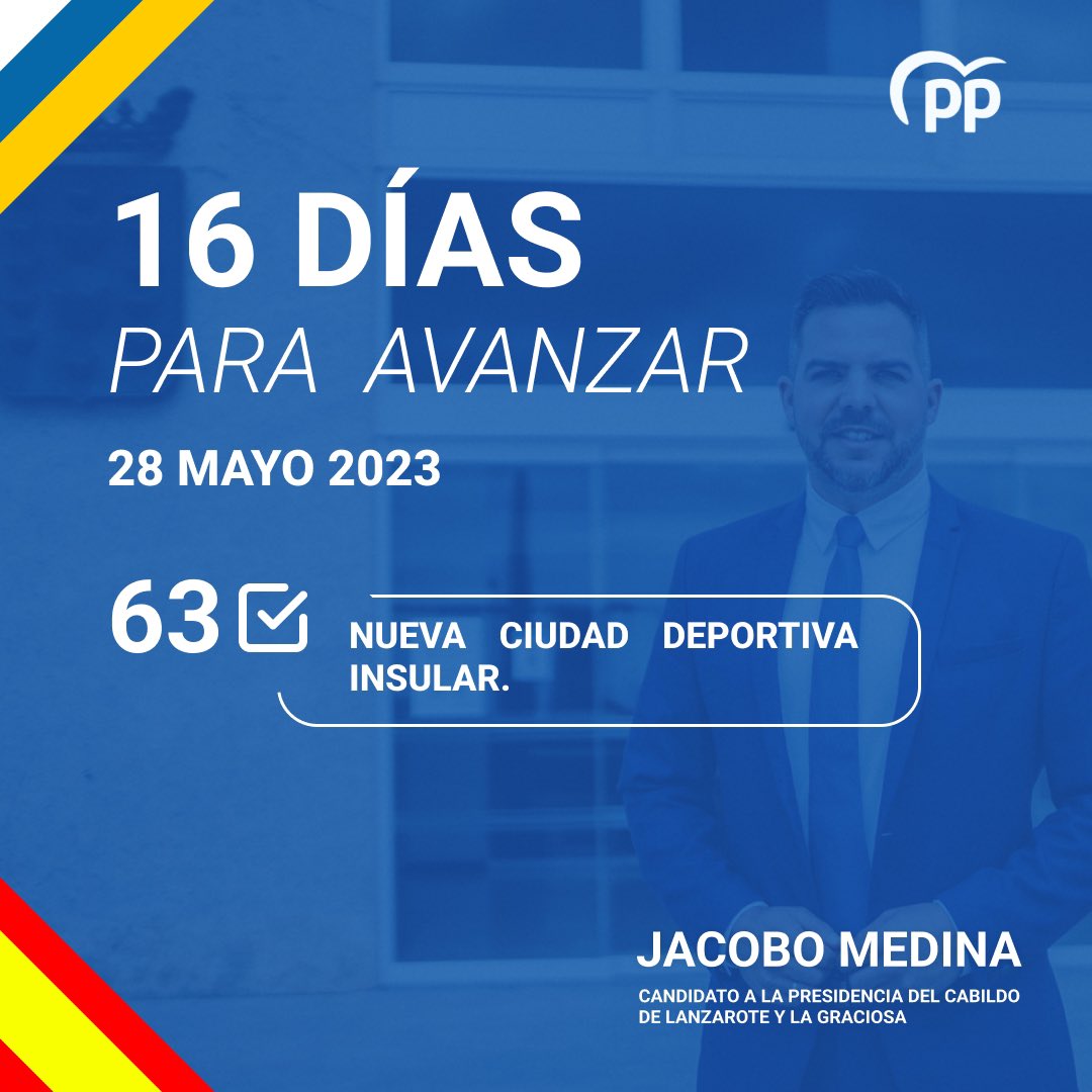 jacobo_medina's tweet photo. 🔵 🔵 Propuesta número 63 🔵
Nueva ciudad deportiva insular ✅
#JacoboMedina2023
#politicalanzarote #lanzarote #yaiza #tinajo #haria #playablanca #playahonda #sanbartolome #haria #teguise #costateguise #pplanzarote #partidopopularlanzarote #jacobomedina #cabildolanzarote https://t.co/w3HsxXEHFy