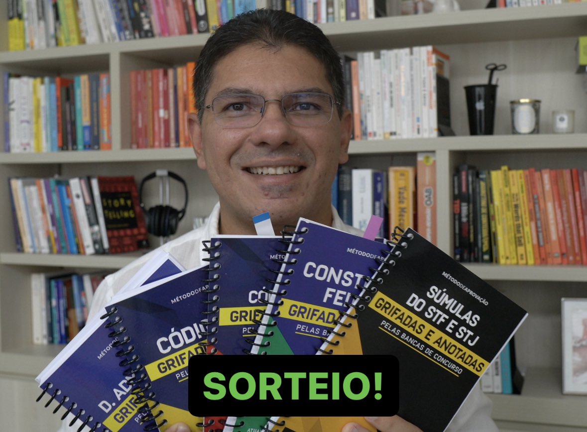 gerson_aragao's tweet photo. 🎉 SORTEIO IMPERDÍVEL: Coleção completa da Legislação Grifada e Anotada pelas Bancas de Concurso!

📚 Serão sorteados 5 livros na terça-feira, 16 de maio de 2023, às 21h.

Para participar, siga estes passos:
1️⃣ Siga nosso perfil
2️⃣ Curta este post
3️⃣ Retweet este post

Confira a coleção completa aqui: https://t.co/zqPRZ7xhEt

🚀 Não perca essa chance! Participe agora!