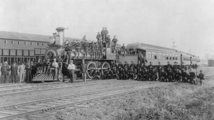 TammiMinoski's tweet photo. #OTD 1894: Railroad workers for the Pullman Palace Car Company went on strike, and the protest continued for several months until the federal government intervened. https://t.co/v0IyOwuFj3 #LaborHistory #PullmanStrike https://t.co/K7geYN3HQV