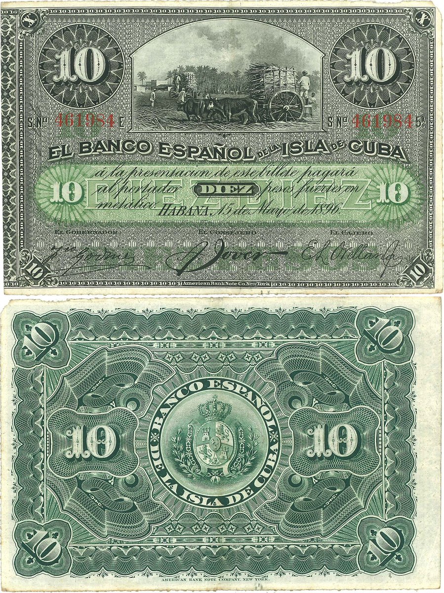 EspanolaCuba's tweet photo. 💶Estos son algunos de los billetes emitidos por el Banco español de la Isla de Cuba y que circularon por nuestra Cuba española 🇪🇸 https://t.co/RmKrrHCPZN