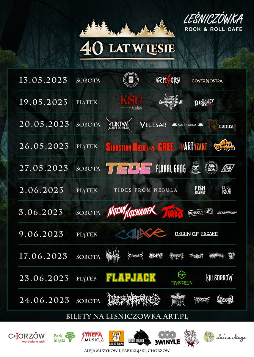 No to pora zacząć świętowanie 40-tych urodzin Leśniczówki!

<a href="/EskaROCK_/">EskaROCK</a> <a href="/Antyradiopl/">Antyradio</a> <a href="/ParkSlaski/">Park Śląski</a> <a href="/UMChorzow/">Miasto Chorzów</a>