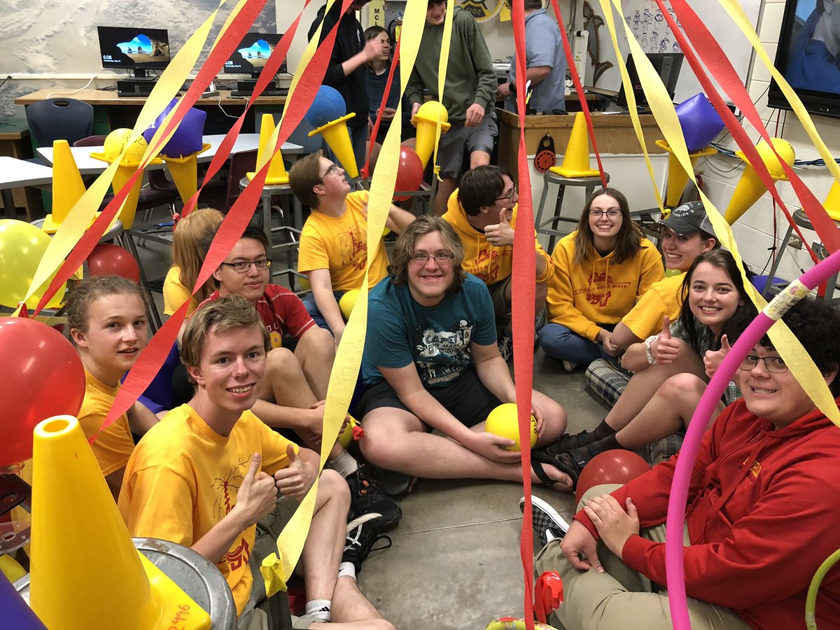 frc2996's tweet photo. It was fun to have our seniors around for one last meeting! We had fun telling stories, giving awards, and watching the senior video together as a team. Go cougars!

#first #cougarsgonewired #frc #graduation #morethanrobots https://t.co/QVQkydXiSn