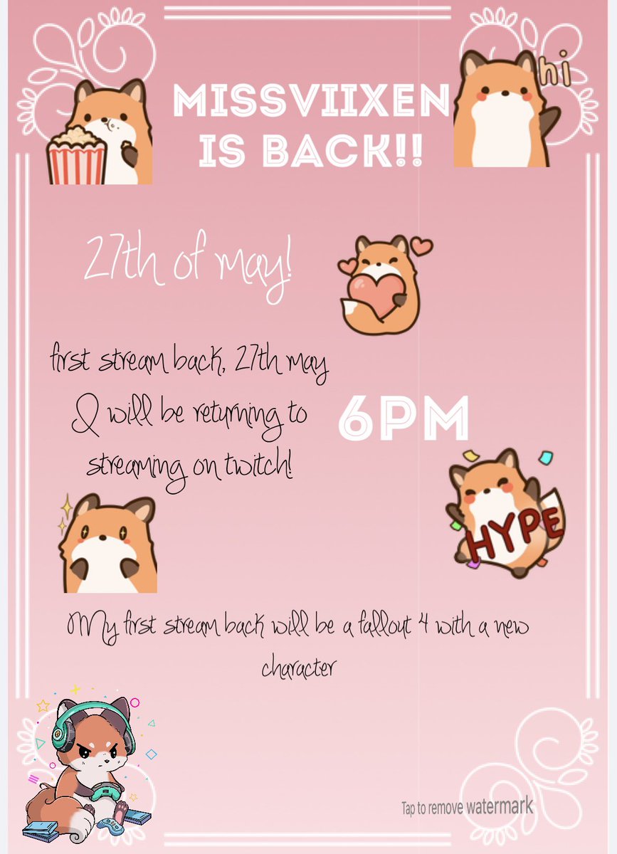 ViixenGaming's tweet photo. Back on the 27th may! #twitch #twitchemotes #twitchstreaming https://t.co/SSZmmMFTJX https://t.co/Iht4pmebbE
