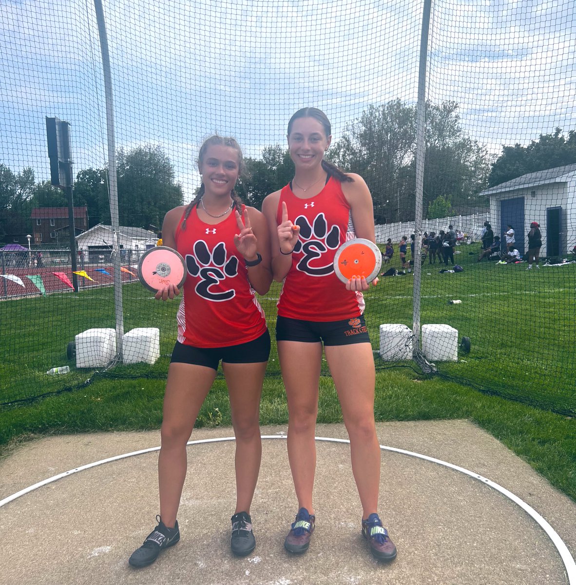 Discus state qualifiers and Sectional 1st and 2nd! Morningstar (40.74m) and Jenkins (37.80m)