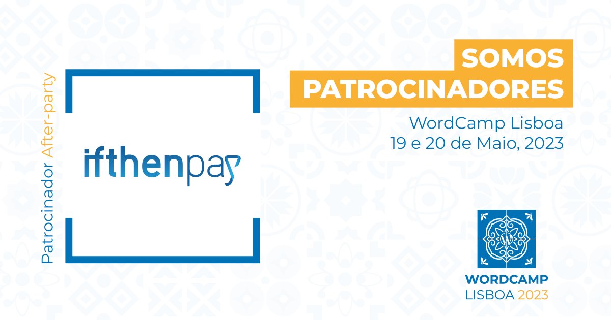 A #ifthenpay junta-se, mais uma vez à comunidade WordPress Portugal e é patrocinadora oficial da After-party do #WordCamp Lisboa 2023.
🗓️Faltam 7 dias para o #wclisboa!
Garante o teu lugar aqui: lisboa.wordcamp.org/2023/tickets