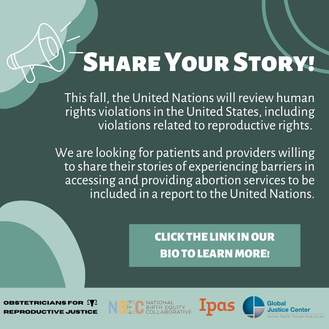 The stories need to be told to show what human rights violations are happening in the United States.

Proud to be a part of <a href="/OBs4RJ/">Obstetricians for Reproductive Justice</a> who is helping collect these - share yours today here:

docs.google.com/forms/d/e/1FAI…