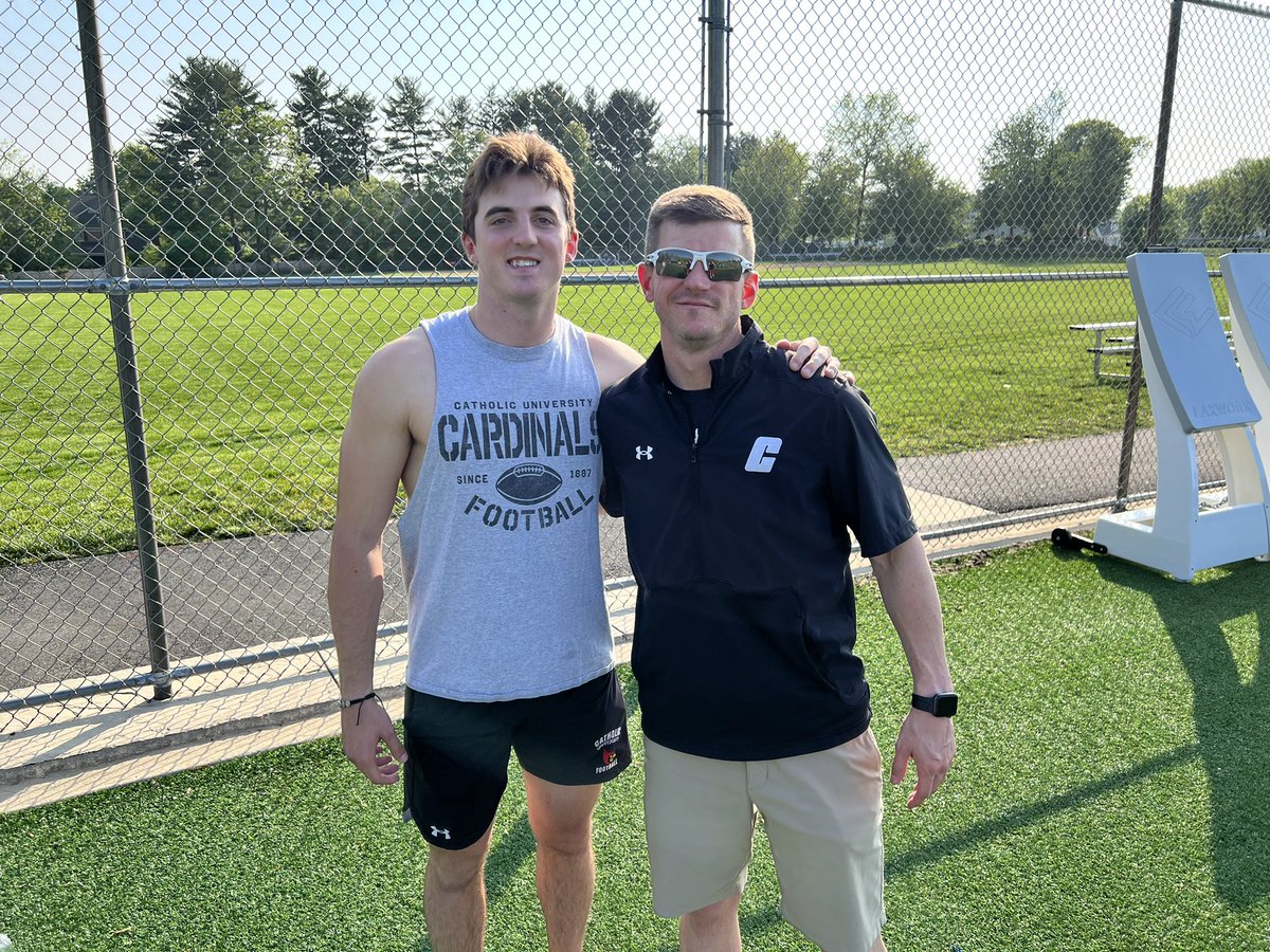 Great seeing <a href="/Antgiordano12/">Anthony Giordano</a> today at Bucks County Showcase. Bucks to <a href="/CatholicU_FB/">𝘾𝘼𝙏𝙃𝙊𝙇𝙄𝘾 𝙐 𝙁𝙊𝙊𝙏𝘽𝘼𝙇𝙇</a> pipeline is strong! #NarrowGate #FlyHigh