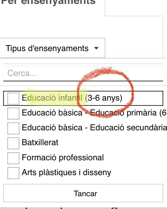 peteuline's tweet photo. @educaciocat : pàgina de preinscripció a EI0-EI1-EI2 diu “Busca el centre”, però el formulari del mapa escolar no contempla la 1a etapa d’EI, només la segona (3-6 anys).

https://t.co/qdqGLC3vTA https://t.co/uYBELssN8x