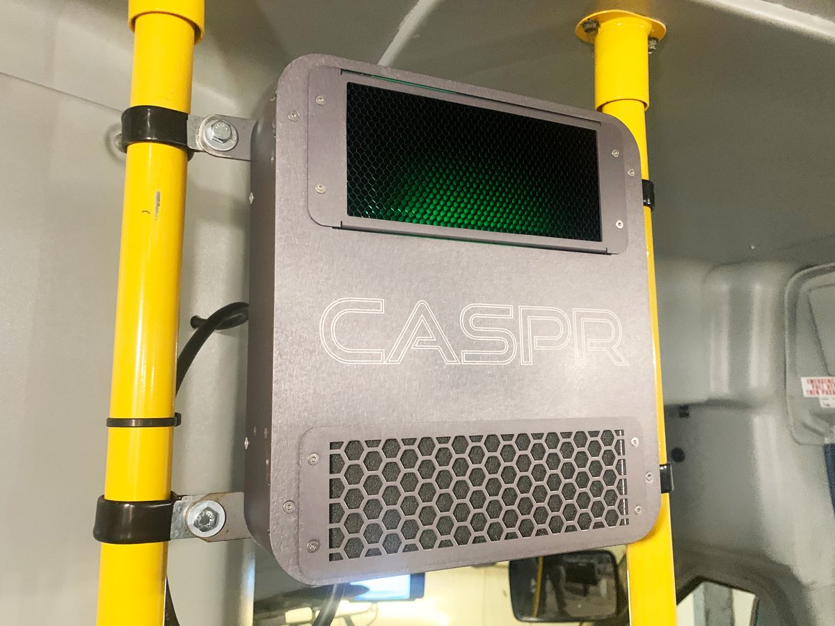 harbor_transit's tweet photo. Have you noticed this futuristic-looking box on your bus? It's name is CASPR and it's hard at work continuously purifying the air and surfaces on your bus ✨ Learn more about CASPR here: https://t.co/urPgGMgoyS https://t.co/mktHCeO01s