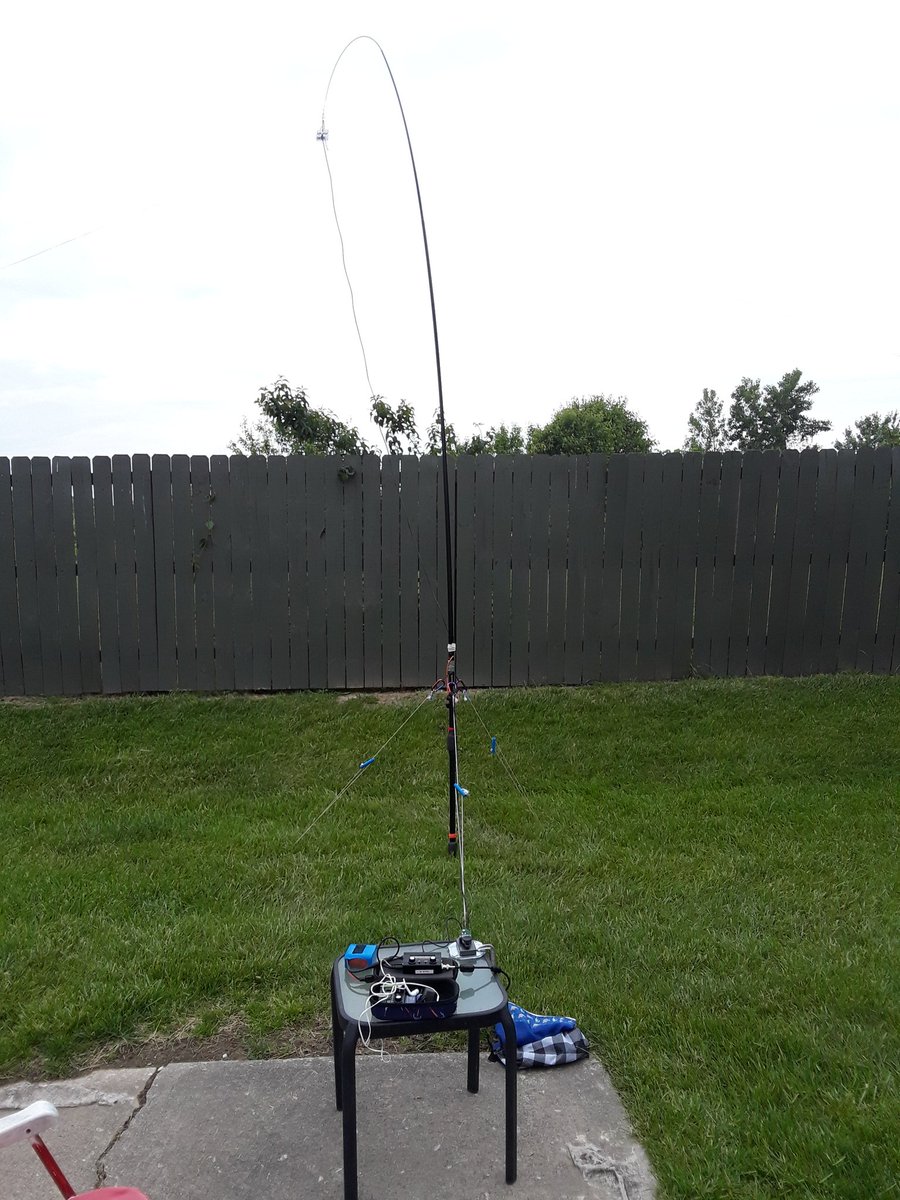 Some backyard #qrp portable #cw #morsecode with the #qcxmini 20 meter #qrpradio with a  #linkeddipole #antenna hunting #pota #parksontheair before the thunderstorms. #amateurradio #hamradio fun