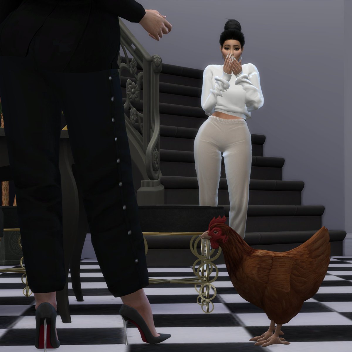 PlatLuxeSims's tweet photo. 'Is that a chicken?!' 😭😂
#ShowUsYourSims #Sims4Cc #Sims4cas #TheSims4 #Justabitoffun #krisjenner #kyliejenner #isthatachicken @TheSims #TheSims4CC https://t.co/kJsJei7KVV