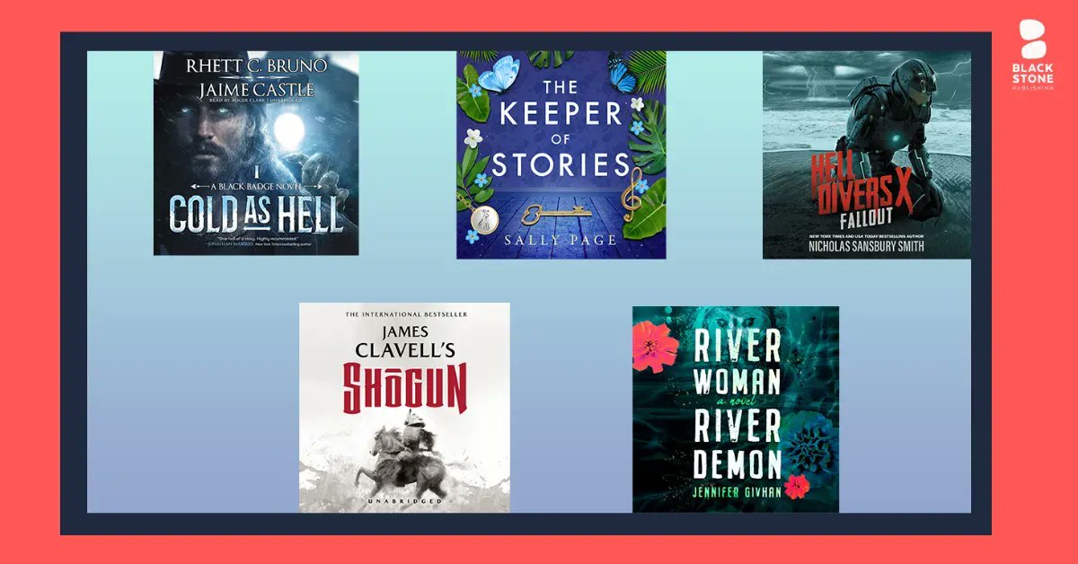 Check out this promotion of Blackstone's top selling titles, live now until 5/12! Featuring @RCBruno44 + @thejaimecastle's #COLDASHELL , #RIVERWOMANRIVERDEMON by @GivhanJenn & #HELLDIVERSXFALLOUT by @greatwaveink! @audible_com 📘buff.ly/3ImkzmS 📕buff.ly/3krWzVB