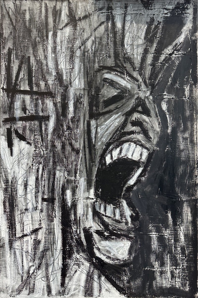 theartofrobart's tweet photo. Never feel ashamed for feeling.

(Untitled, 36in x 24in, Oil on Canvas, 2023)

#blackandwhiteart #artwork #oiloncanvas #oilpastel #fineart #figurativeart #impressionism #selflove #Loveyourself #newartist https://t.co/3LHaqPOkby