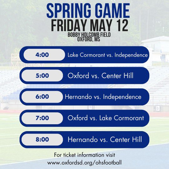 📢📢Location Change📢📢

The Chargers will host the 2023 Spring Jamboree at Bobby Holcomb Field tomorrow starting at 4!

🎟️ gofan.co/app/school/MS1…

#chargerforlife