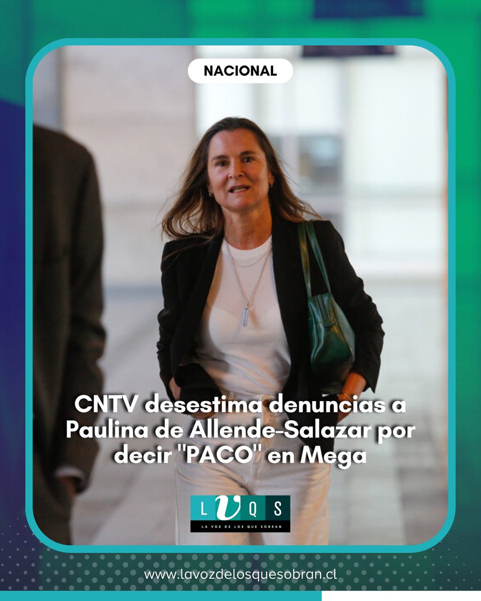 losquesobrancl's tweet photo. El Consejo Nacional de Televisión, acordó desestimar las 2.343 denuncias ciudadanas en contra de Mega y la Periodista Paulina de Allende-Salazar, al mencionar la palabra “Paco”, durante la cobertura sobre el asesinato del cabo Palma, durante el matinal “Mucho Gusto” del día 06 de abril de 2023.

El acta del Consejo señala que “de los contenidos fiscalizados no se aprecia alguna transgresión al correcto funcionamiento de los servicios televisivos, teniendo además presente que este Consejo respeta la libertad de expresión y la libertad editorial que asiste a los concesionarios”.