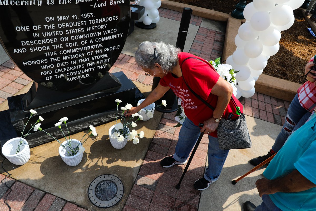 <a href="/dillon_meek/">Dillon Meek | City of Waco Mayor</a> <a href="/WacoTXFire/">Waco Fire Department</a> <a href="/WacoPolice/">WacoPolice</a> The ceremony ended the laying of flowers at the memorial site as tribute.

Thank you to all who attended and took a moment to commemorate the lives lost and celebrate the spirit of the community that survived.

#wacotexas #wacotx #downtownwaco #wacotornado