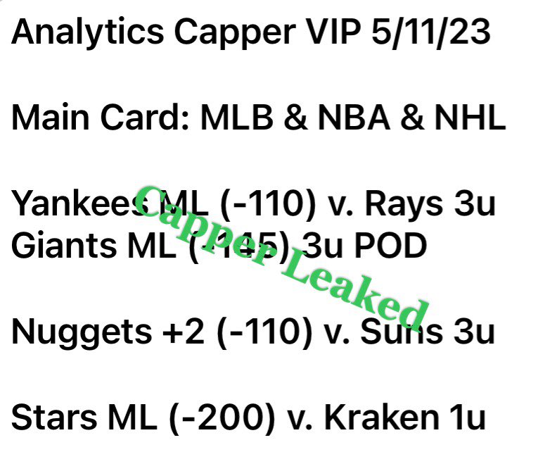 Capperleaked's tweet image. #AnalyticsCapper VIP