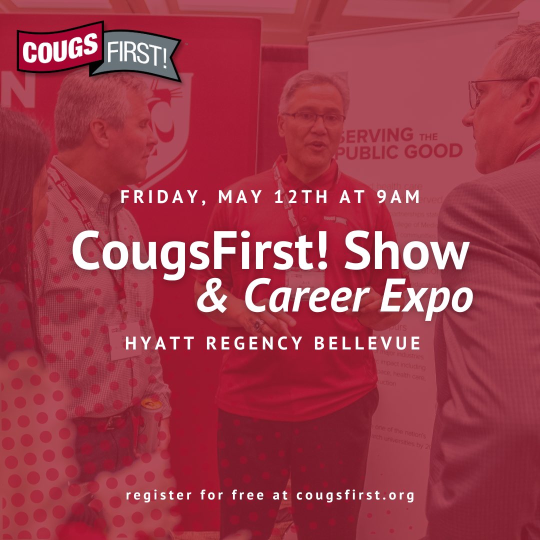 COUGS! Come out & join me at the CougsFirst! Show & Career Expo on May 12th in Bellevue. There will be fun activities all day long and I can’t wait to see you there! Register today here: cougsfirst.growthzoneapp.com/ap/Events/Regi…
