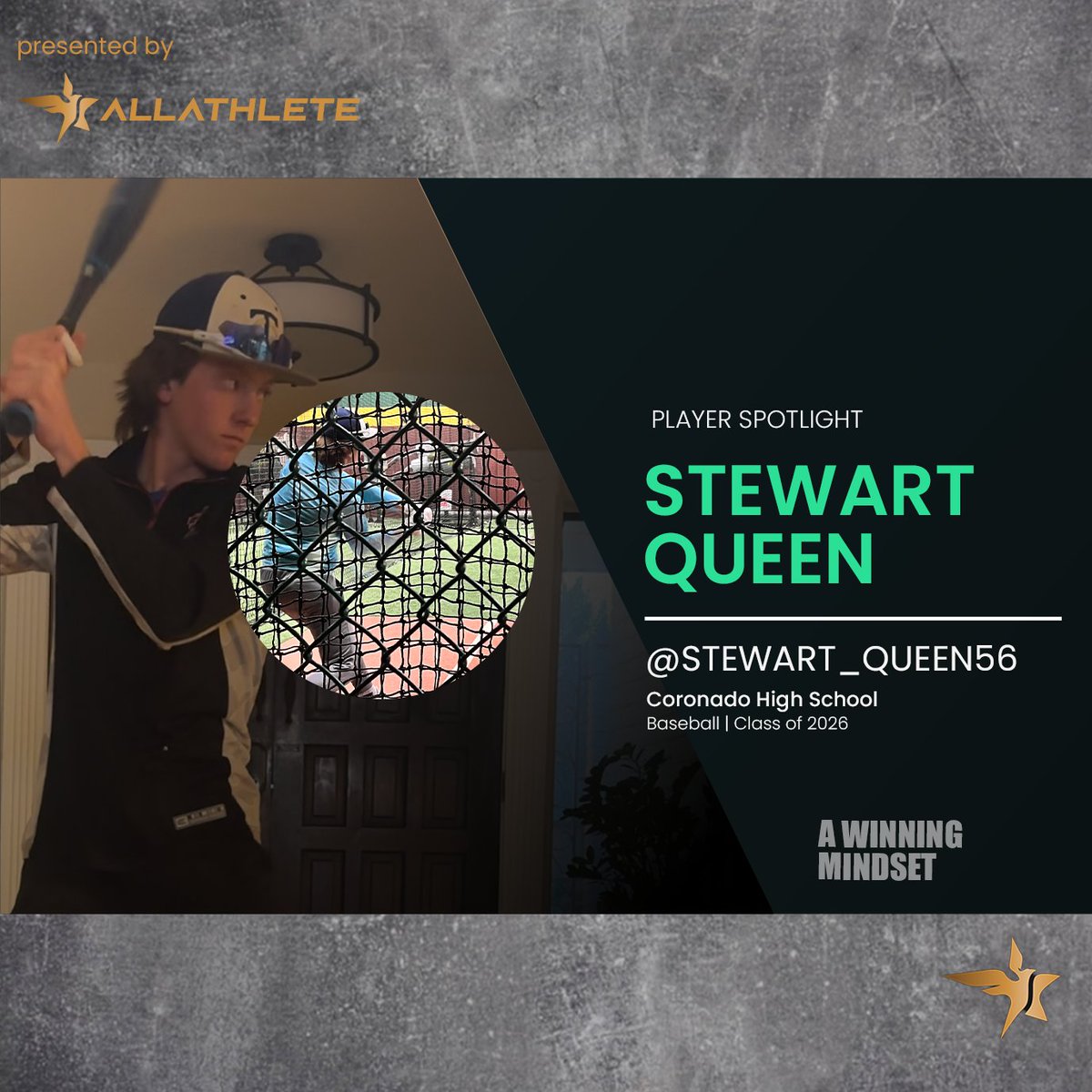 AllAthleteInc's tweet image. Catch the hits, feel the power! 🔥 Stewart Queen is a driven athlete who hates to lose and has a tough out mindset. Follow his journey to D1 baseball on AllAthlete! ⚾️💪 (read more rb.gy/ukbtg) #BaseballPhenom #HighSchoolBaseball #HittingMachine #RisingStar