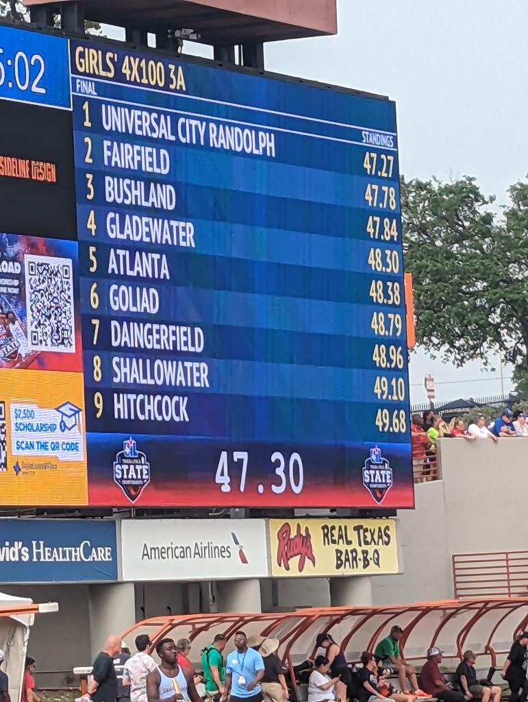 School Record 47.84 in the sprint relay and your Lady Falcons take home bronze at the UIL State Track Meet!!
